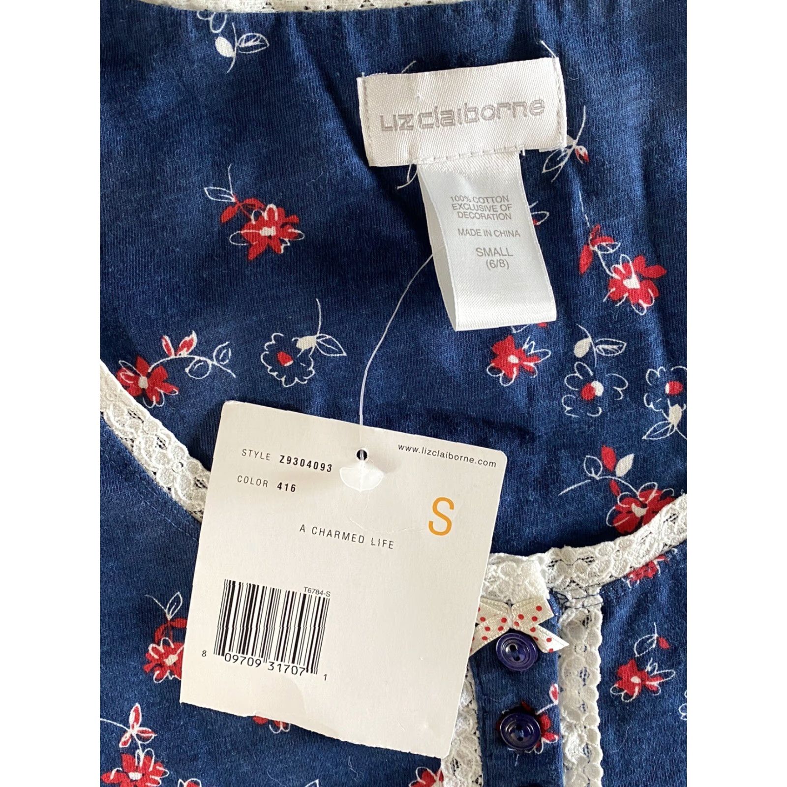 Liz Claiborne VINTAGE? Wait, it's Liz Claiborne A Charmed Life Dress Women S Blue Floral Knee Length NWT Size S / US 4 / IT 40 - 4 Thumbnail