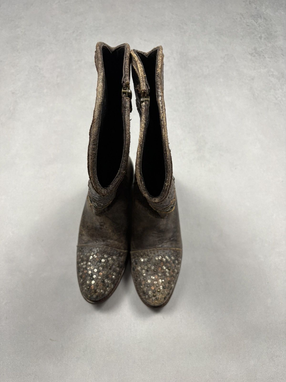 Frye Vintage Frye Studded Leather Cowboy Ankle Boots Rhinestones Size US 9 / IT 39 - 2 Thumbnail
