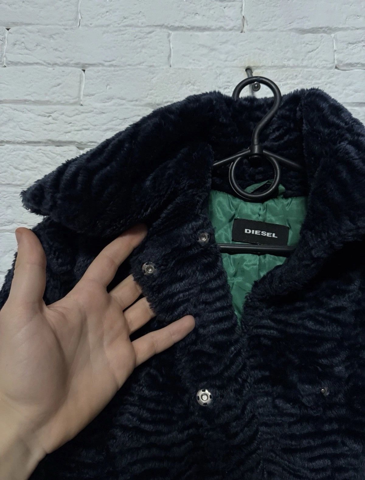 Diesel Diesel Dark Navy Textured Short Fur Coat Astrakhan Style Y2K Size S / US 4 / IT 40 - 5 Thumbnail