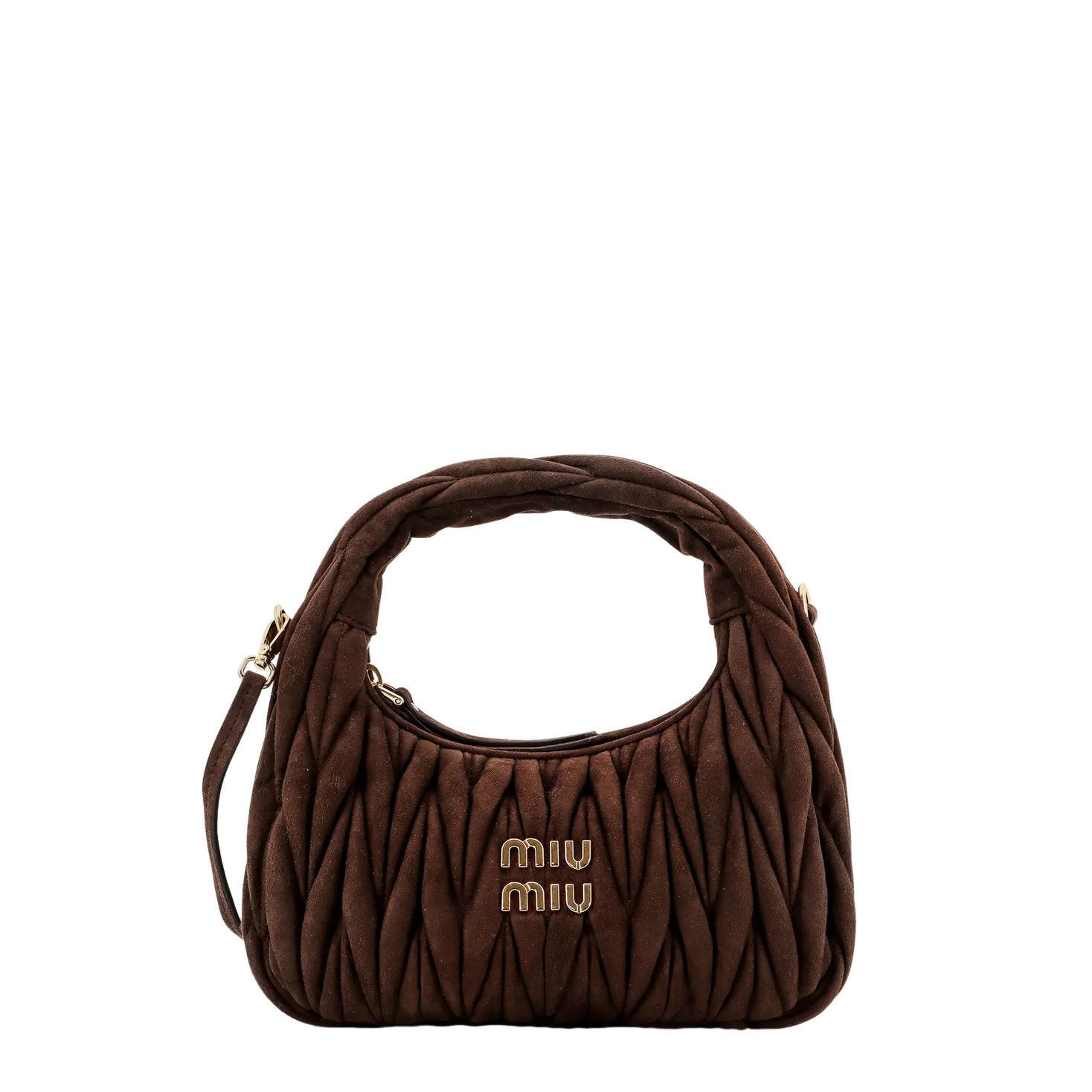 Miu Miu MIU MIU Wander Small $2950 Dark Brown Suede Hobo Bag New And Size ONE SIZE - 1 Thumbnail