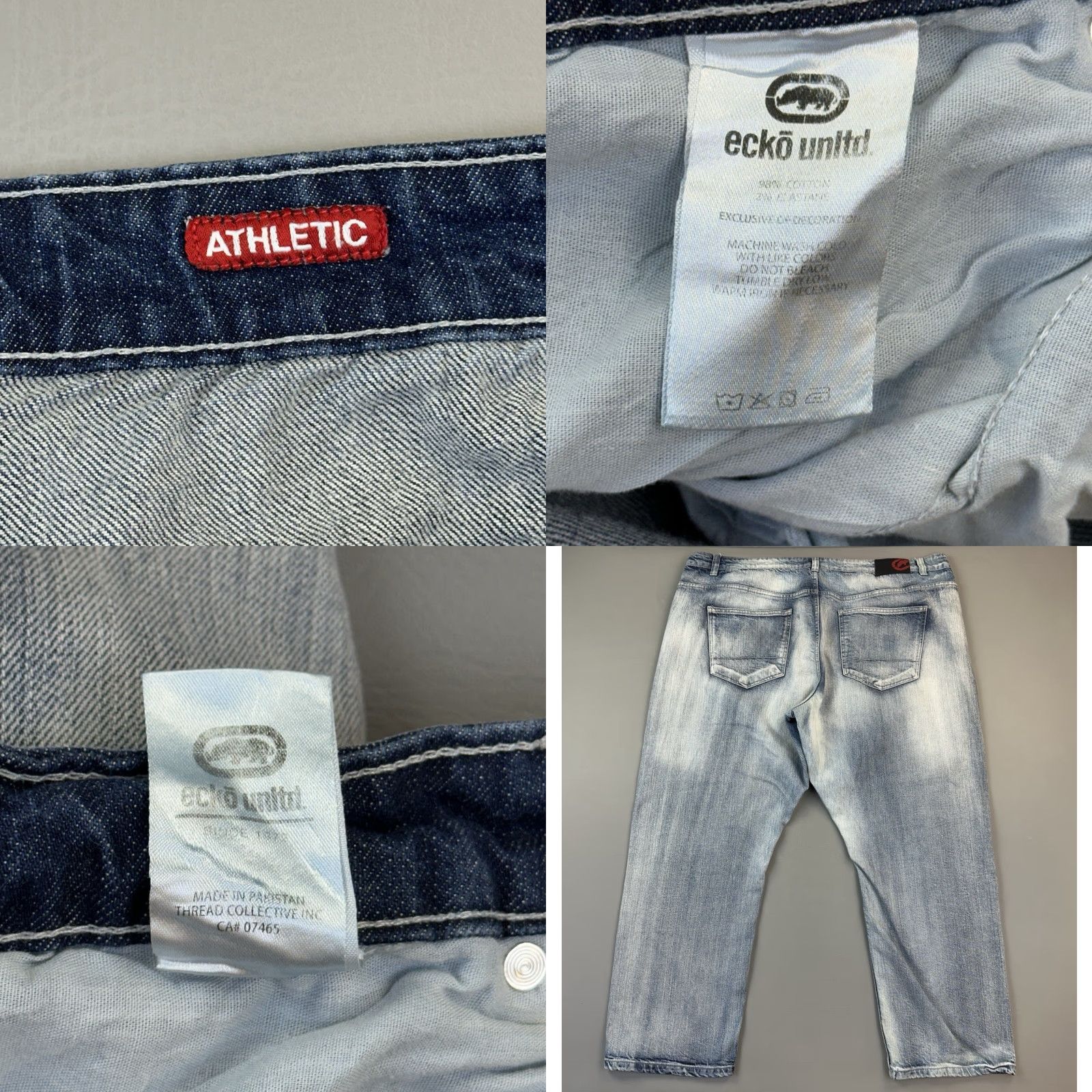 Ecko Unltd. VINTAGE Ecko Unltd Jeans Mens Athletic Blue Light Wash 46x32 5-Pocket Hip Hop Grunge 90s Logo Skull Stretch Denim Jeans Mens Size US 30 / EU 46 - 8 Thumbnail