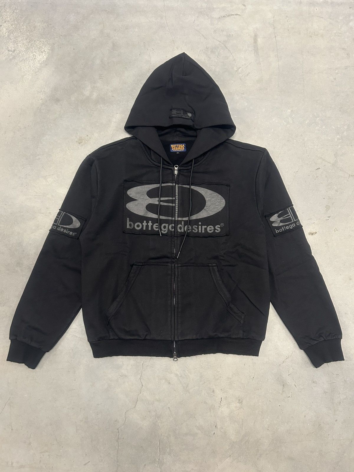 Bottega Desires Black Tech Suit Zip Up Hoodie 3X-Large New