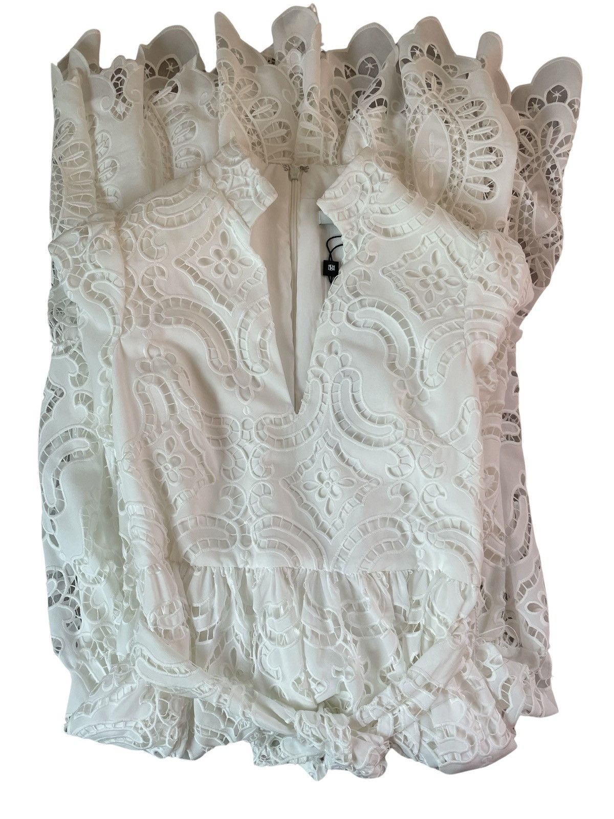 Badgley Mischka Broderie Anglaise Midi Dress Size XS / US 0-2 / IT 36-38 - 8 Thumbnail
