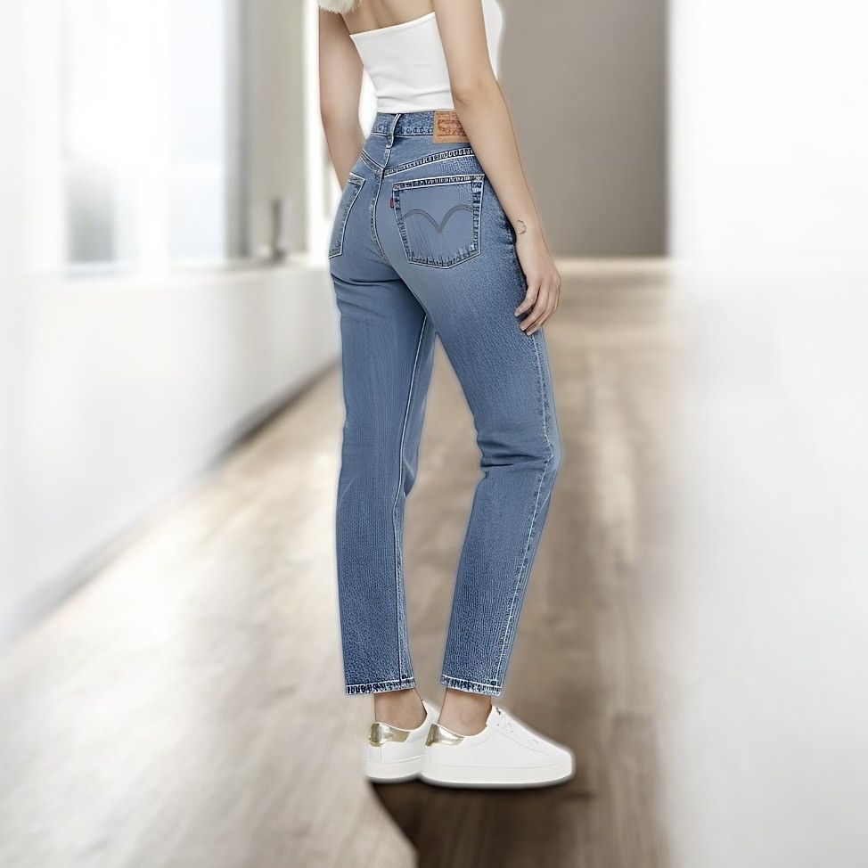 Levi's Levi’s Women’s 501 Patch Straight High Rise Blue Jeans 25-30 Size 25" / US 0 / IT 36 - 3 Thumbnail
