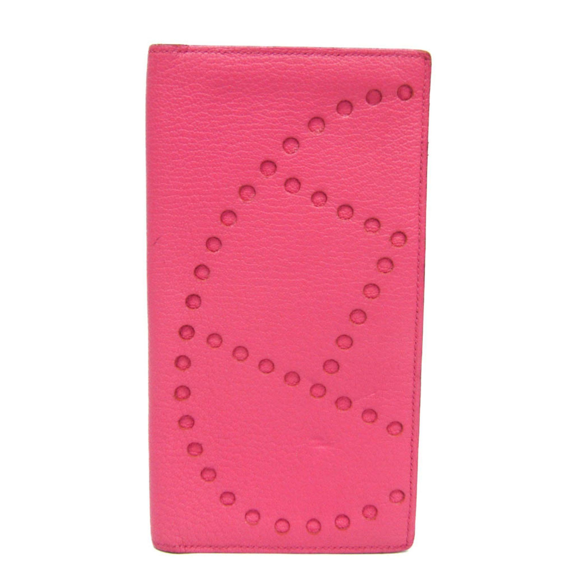 Hermes Evelyne Long Women's Chevre Leather Long Bill Wallet (bi-fold) Pink