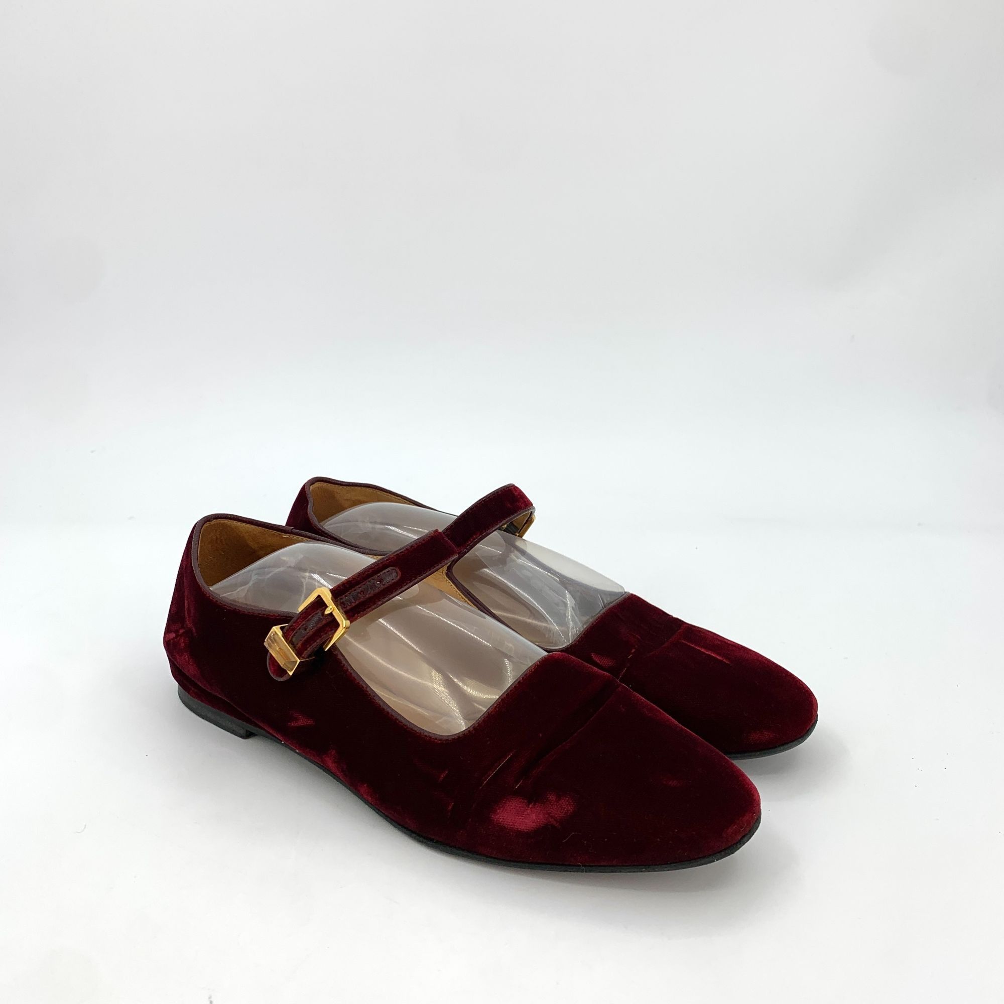 The Row The Row Womens Wine Red Suede Mary Jane Flats With Buckle St Size US 10 / IT 40 - 7 Thumbnail