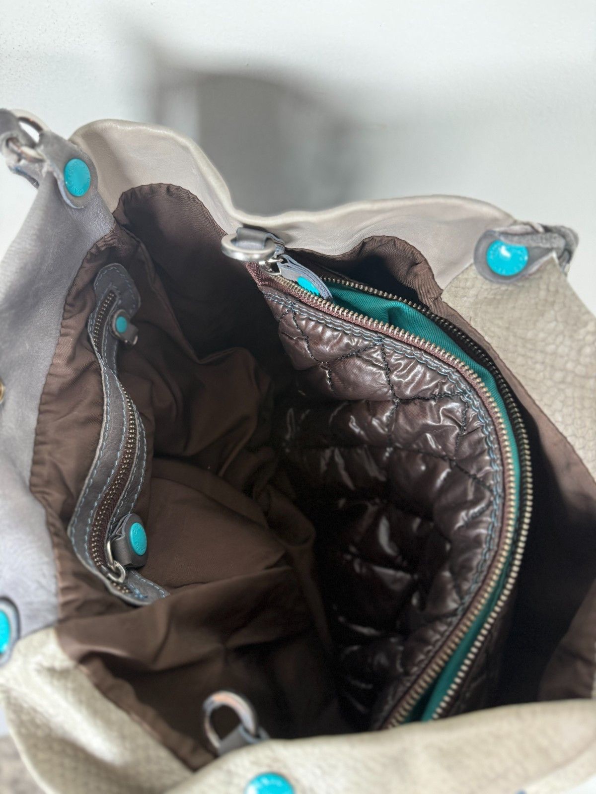 Vintage Y2K GABS Made in Italy Cow Leather Hairy Blue Hobo Bag Size ONE SIZE - 6 Thumbnail