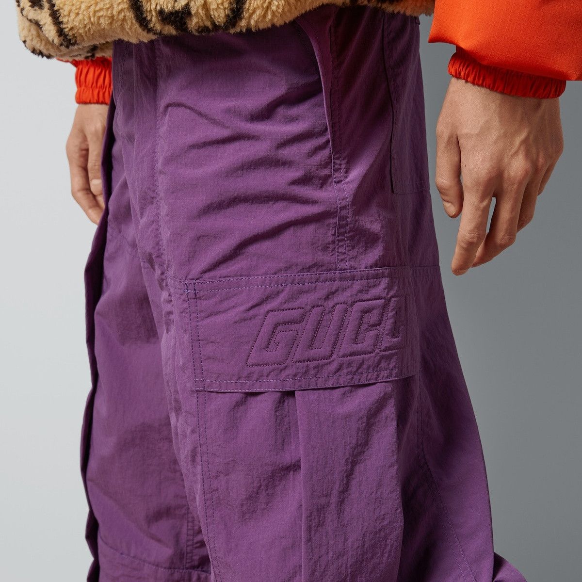 Gucci o1mt1gz0325 Ripstop Nylon Cargo Pant in Purple Size US 36 / EU 52 - 3 Thumbnail