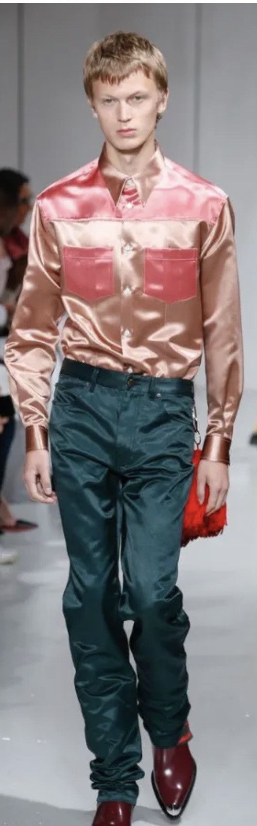 Calvin Klein 205W39NYC Brown Red Western Shirt Raf Simons | Grailed