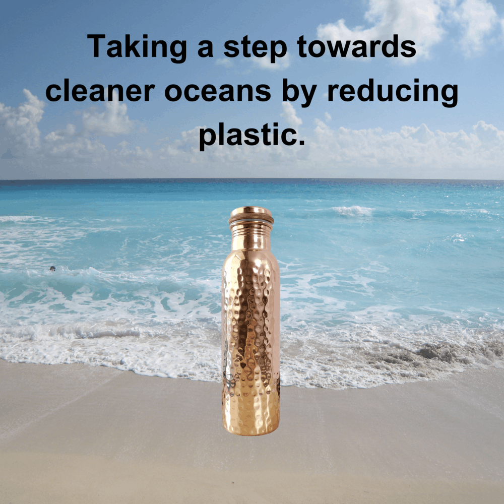 Handmade NEW 100% Hammered Copper Water Bottle, 32.5 oz/950 mL Size ONE SIZE - 5 Thumbnail