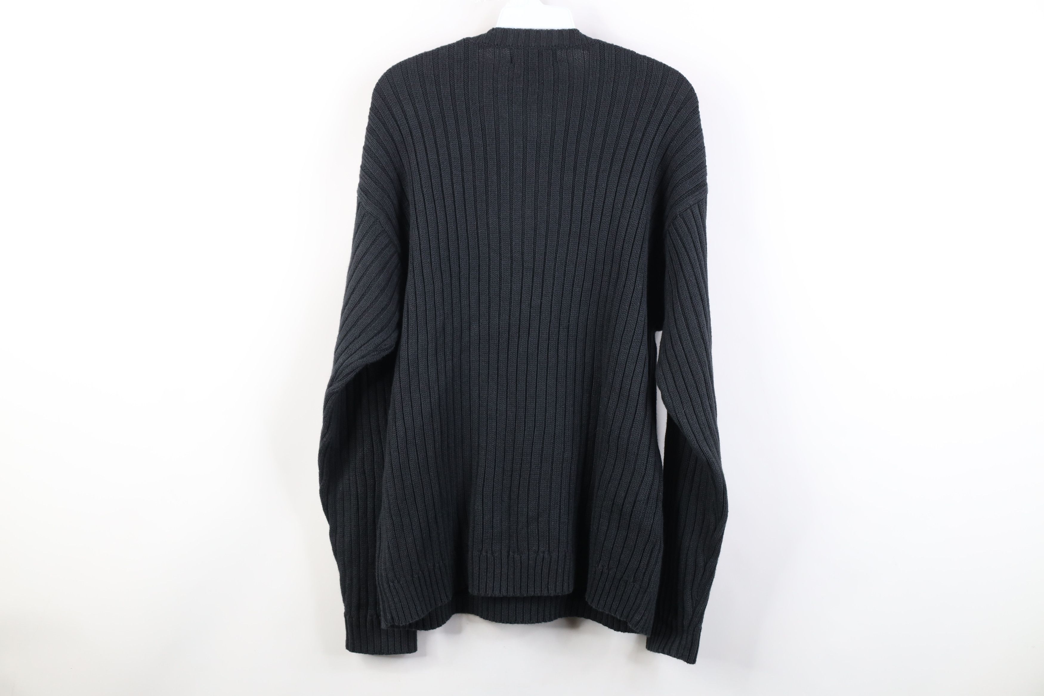 Vintage Vintage 90s Streetwear Ribbed Knit Sweater Charcoal Gray Size US L / EU 52-54 / 3 - 9 Thumbnail