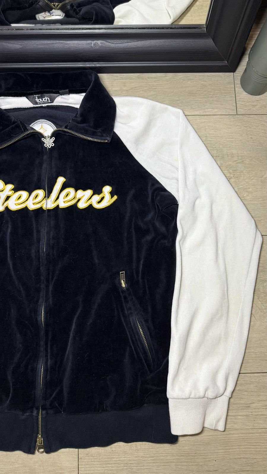 Starter Vintage 1990s Pittsburgh Steelers Velvet Embroidered Track Size L / US 10 / IT 46 - 5 Thumbnail