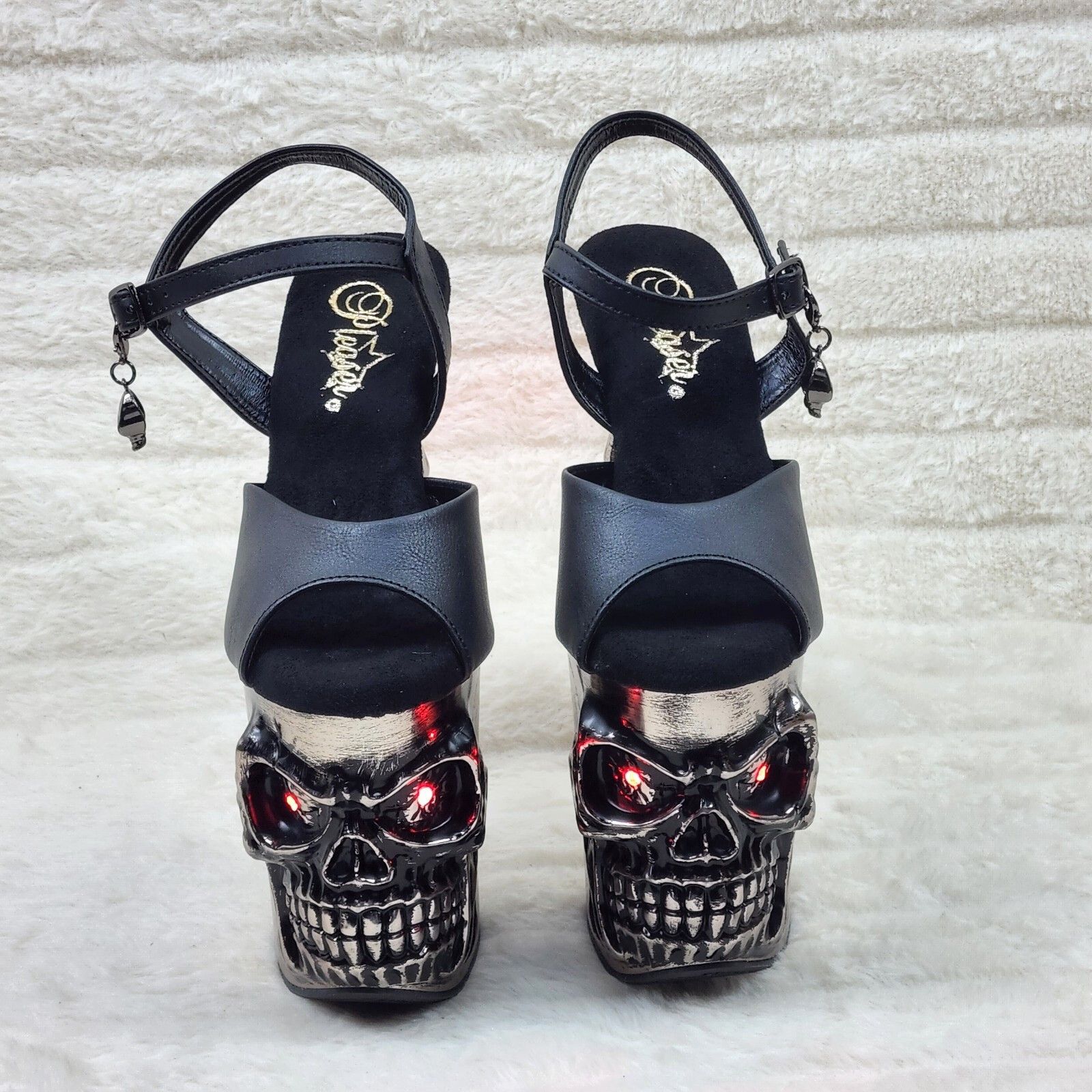 Other Rapture Black Matte Silver Skull & Bones 8" High Heel Platf Size US 7 / IT 37 - 3 Thumbnail