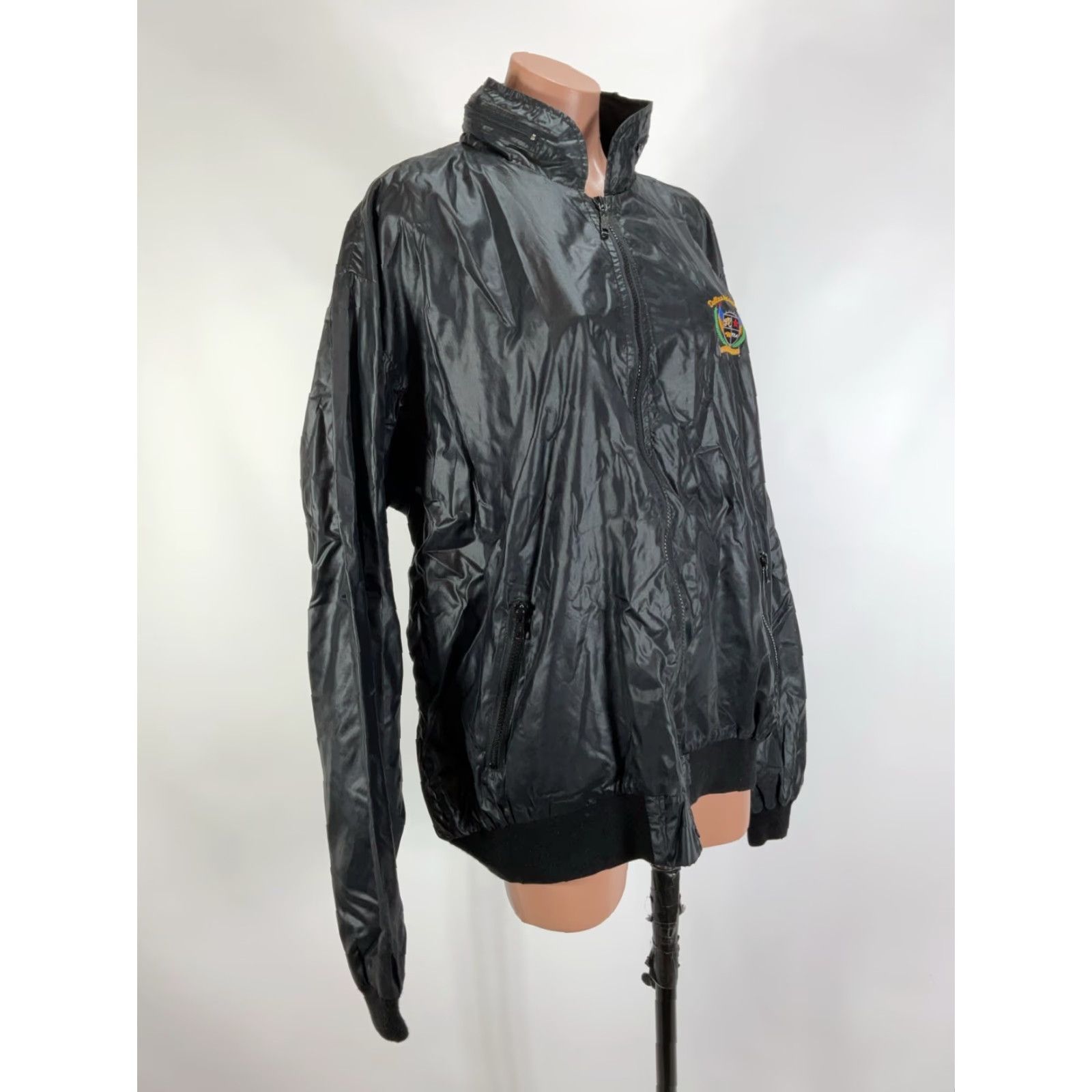 VINTAGE IZOD Club Jacket Mens 2XL Black Full Zip Athletic Windbreaker Outdoor Golf Jacket (2XL)