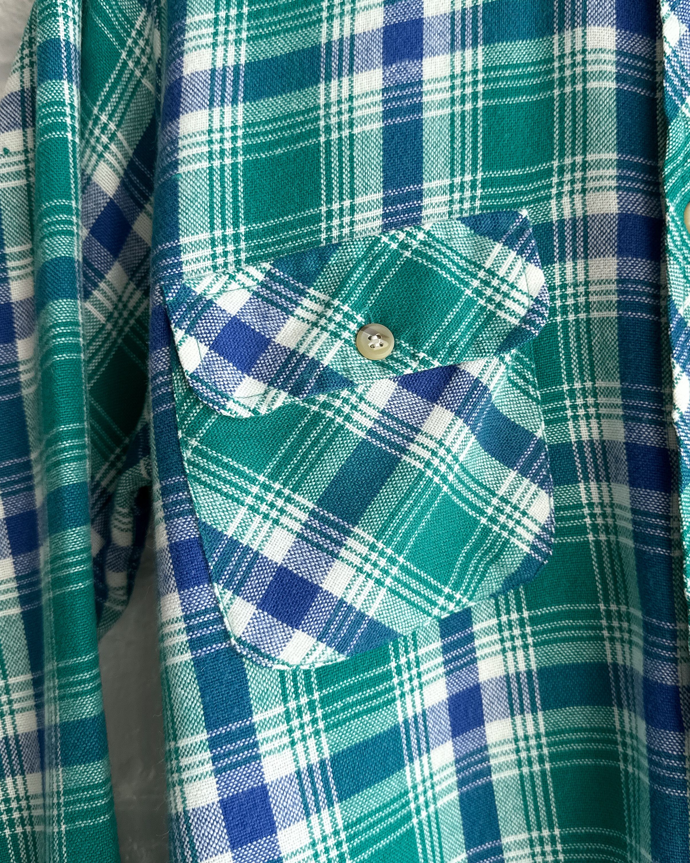 Vintage Vintage 1980s High Sierra Green Blue Plaid Flannel Shirt M Size US M / EU 48-50 / 2 - 3 Thumbnail