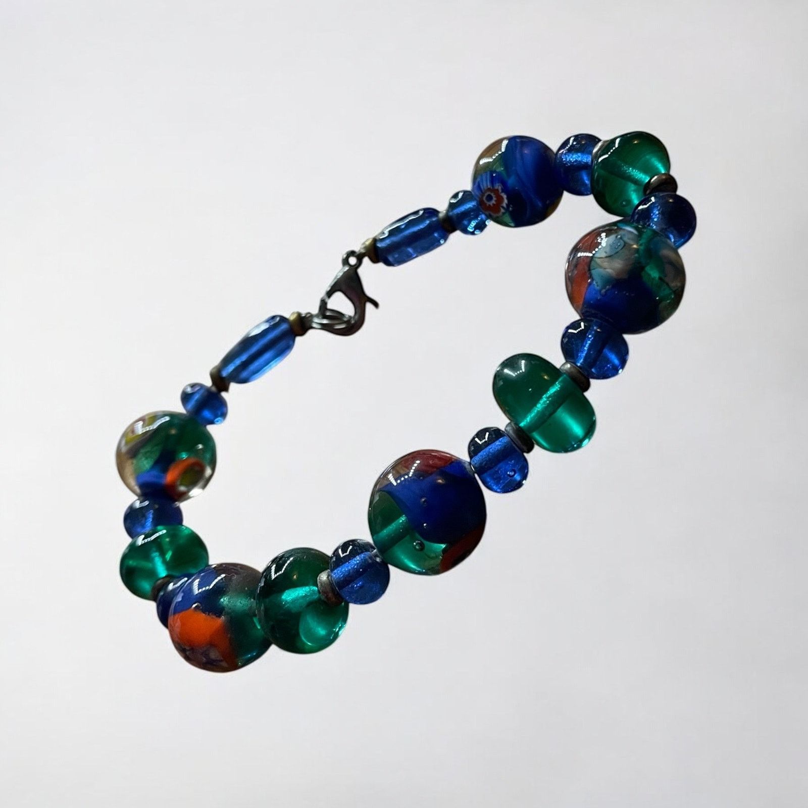 Other Vintage Blue & Green Marble Beaded Bracelet Size ONE SIZE - 1 Thumbnail