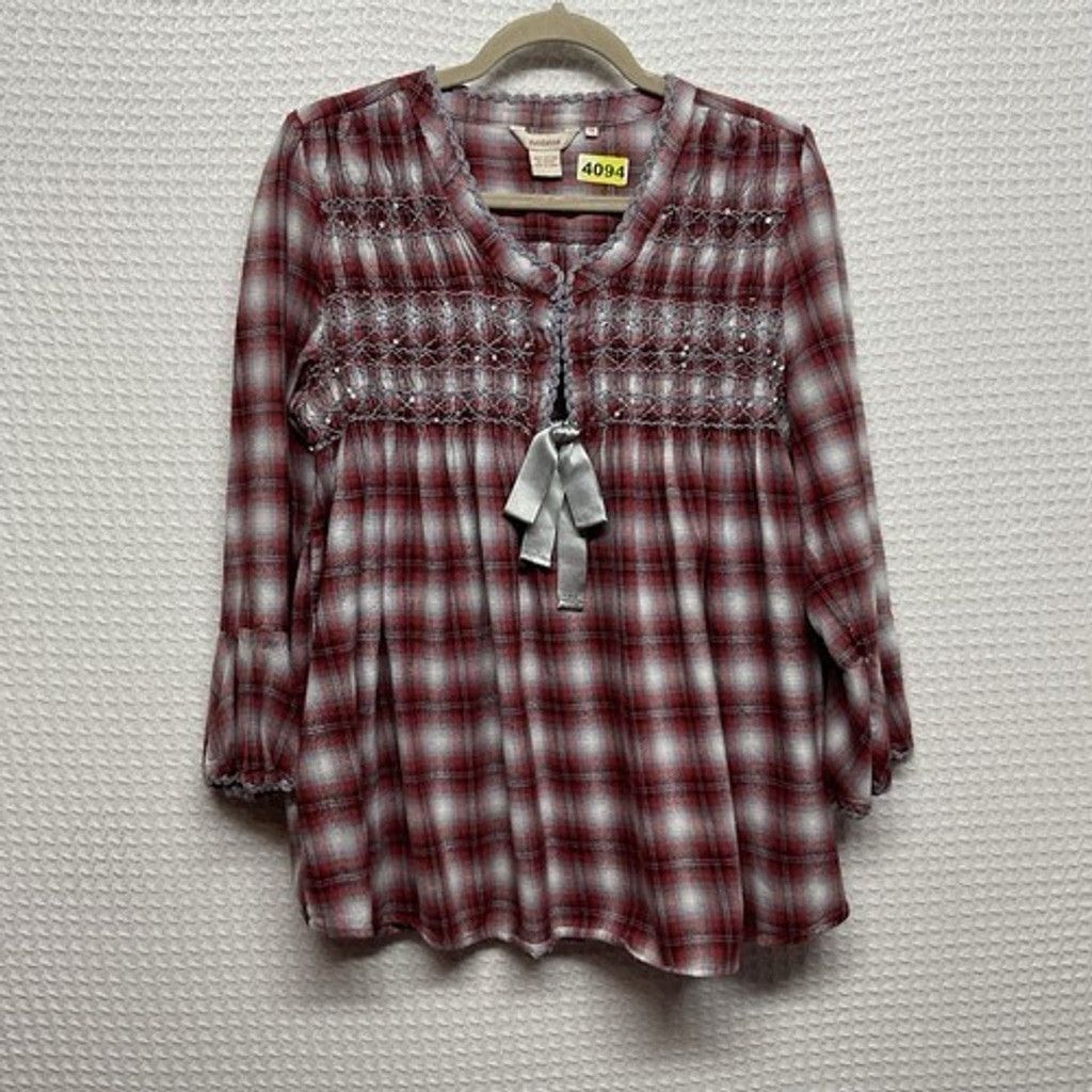 Other Sundance Lace Sequin Trim Flannel Baby Doll Blouse Women M Size M / US 6-8 / IT 42-44 - 7 Thumbnail