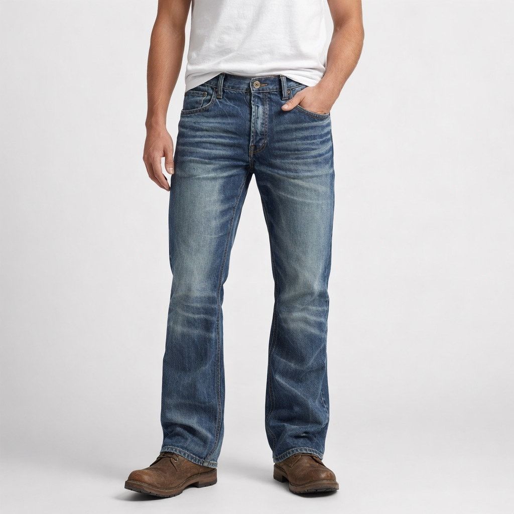 Prps PRPS Mens Windsor Fit Bootcut Jeans 38 Whiskered Button Fly Size US 38 / EU 54 - 1 Thumbnail