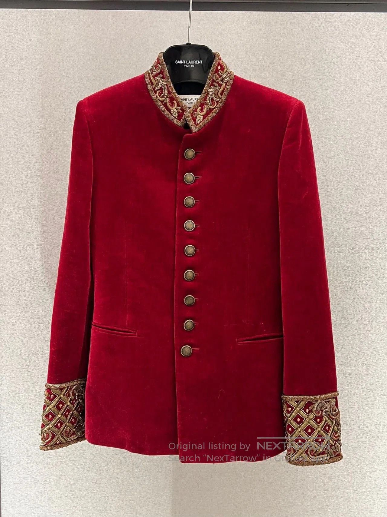 Saint Laurent Paris Saint Laurent Red Velvet Embroidered Blazer. Size US M / EU 48-50 / 2 - 1 Thumbnail