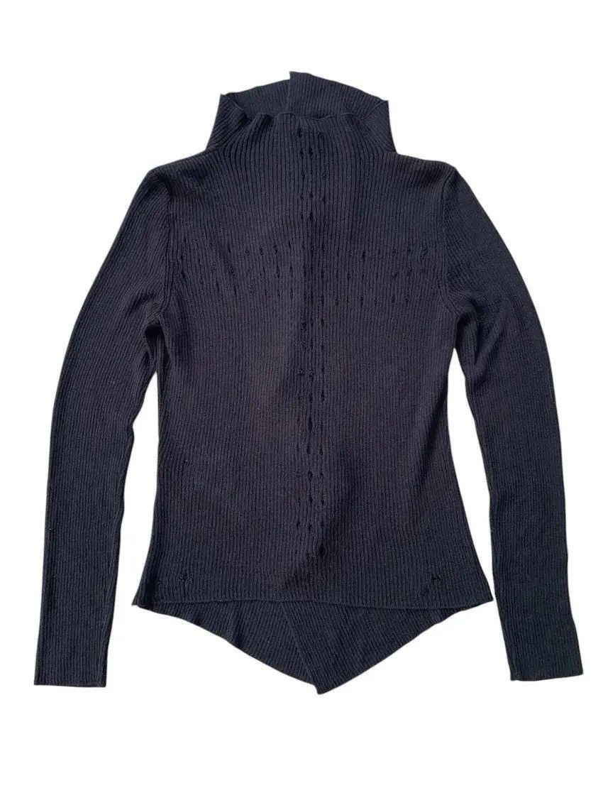 Japanese Brand Trussardi Cross Distressed Back Cardigan with Scarf Size M / US 6-8 / IT 42-44 - 13 Thumbnail