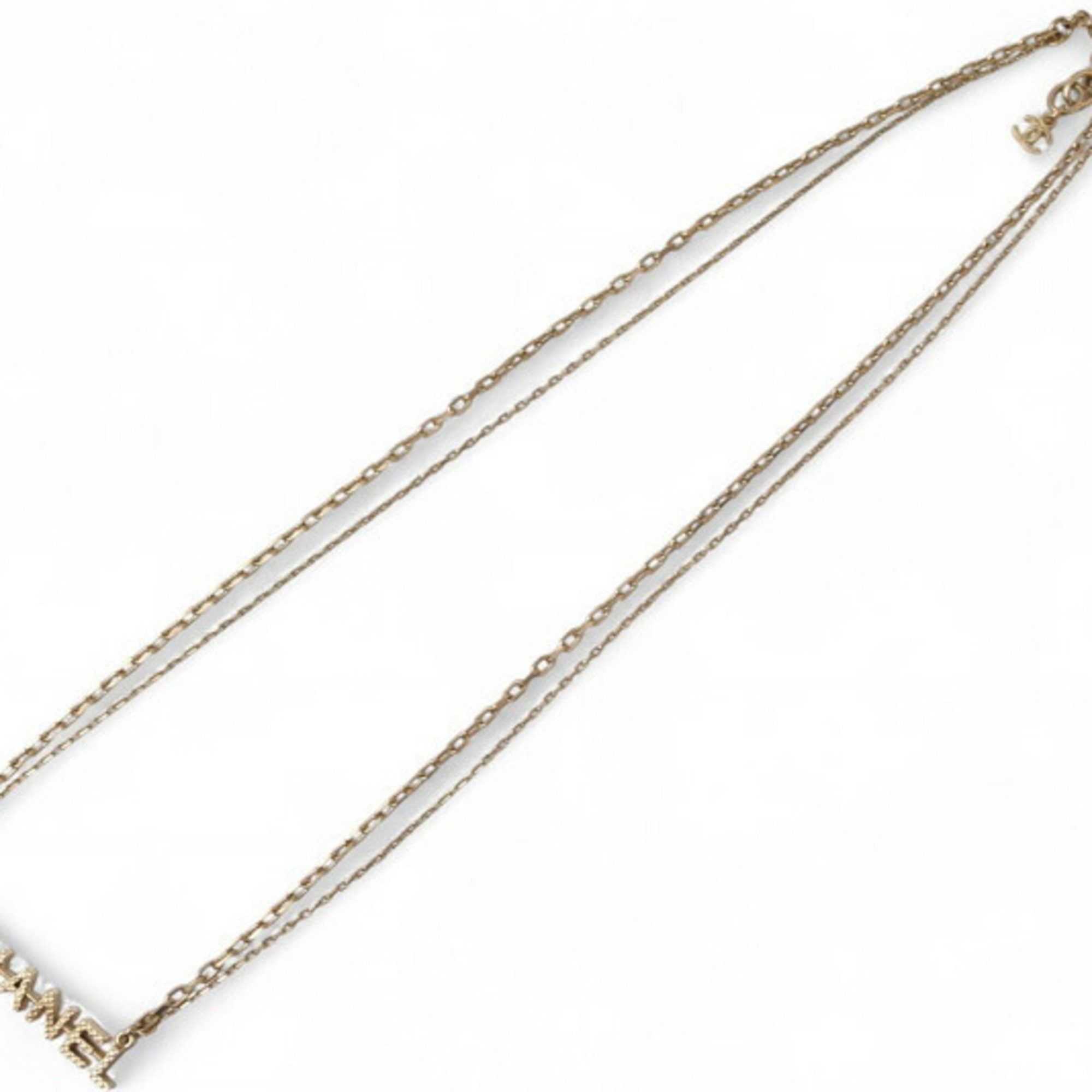 Chanel Chanel Necklace Pendant CHNAEL Coco CC I Love Heart Double Choker Gold 17 Size ONE SIZE - 1 Thumbnail