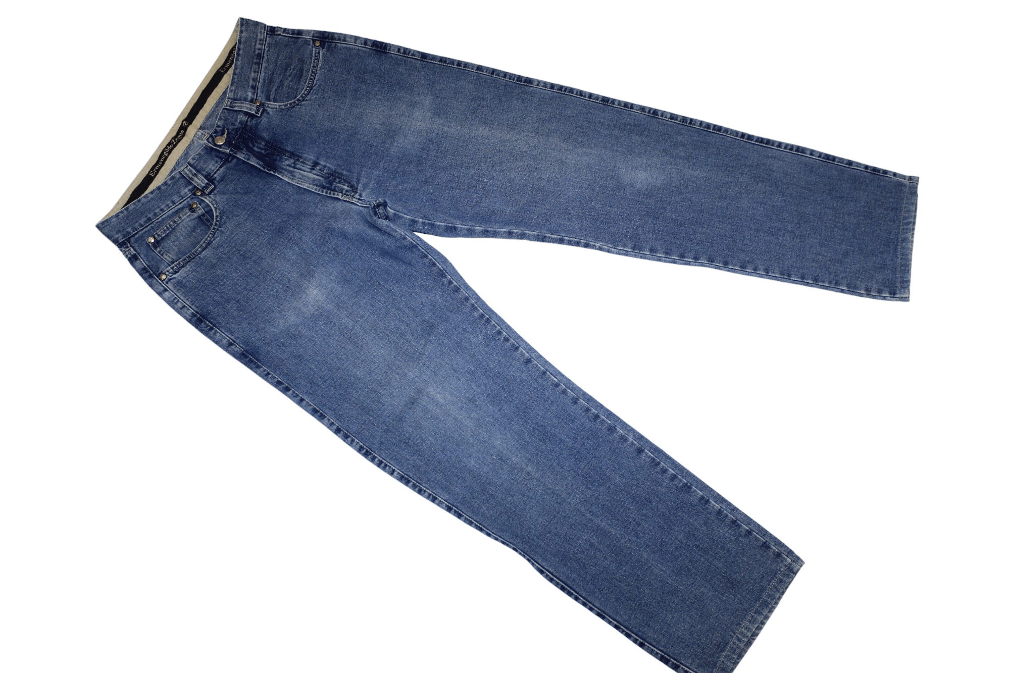 Ermenegildo Zegna Vintage Ermenegildo Zegna Blue Faded Denim Baggy Jeans Size US 31 - 3 Thumbnail
