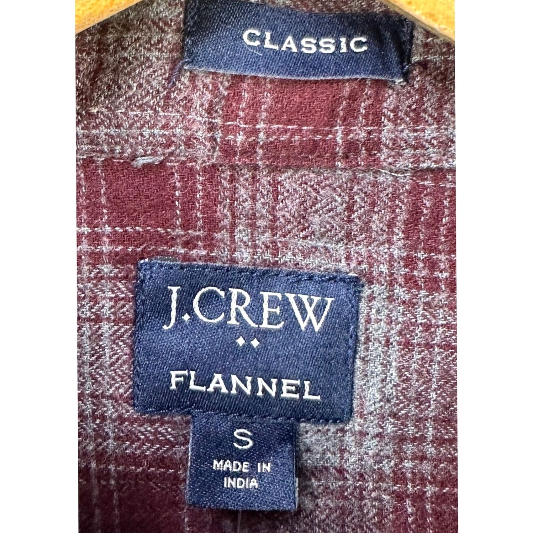 Vintage J Crew Flannel Shirt Button Up Mens Small Maroon Gray Plaid Classic Fit Pocket Size US S / EU 44-46 / 1 - 5 Thumbnail