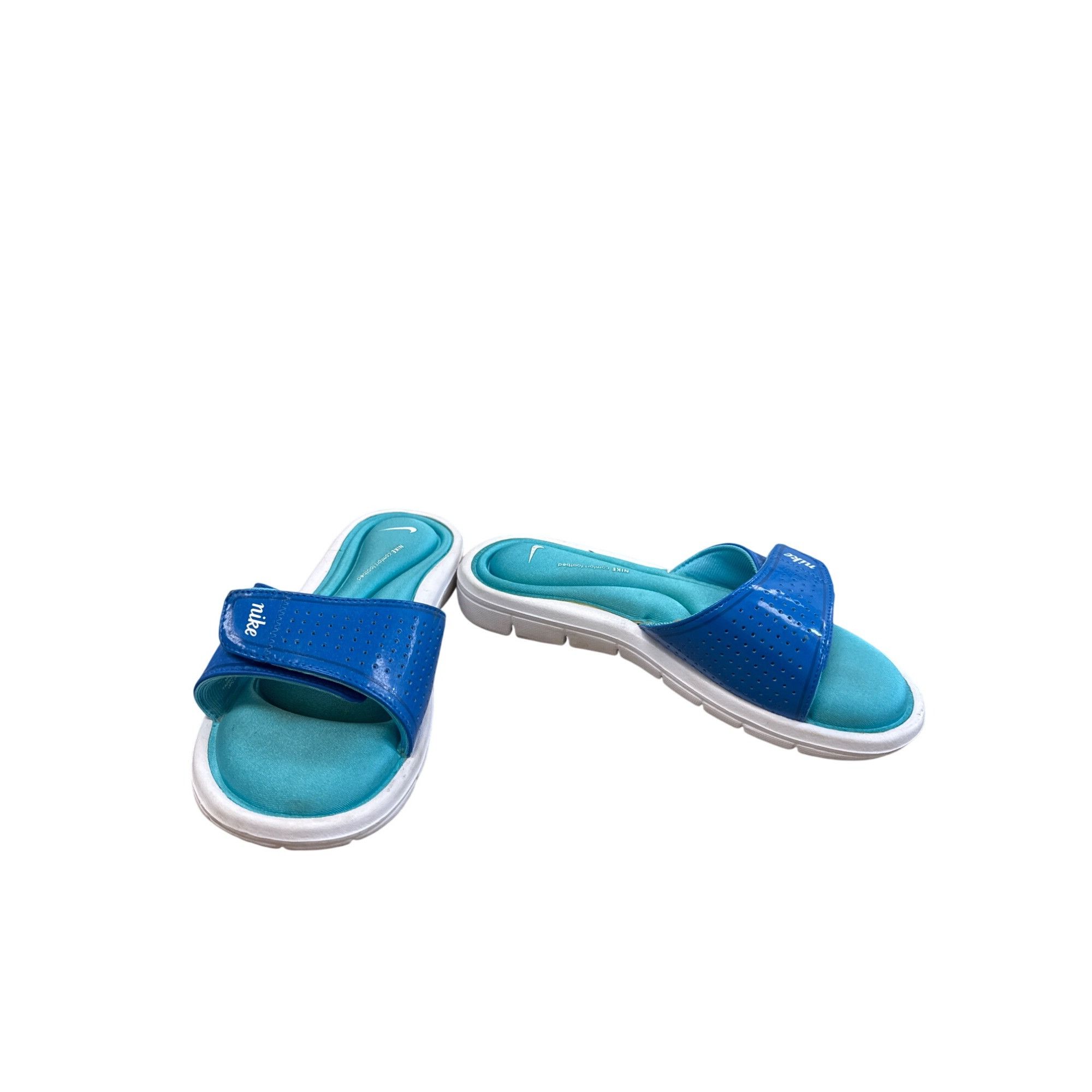 Nike Nike Womens Blue/Green Slide-On Sandals Shoes Size 6 SKU 828 Size US 6 / IT 36 - 1 Thumbnail