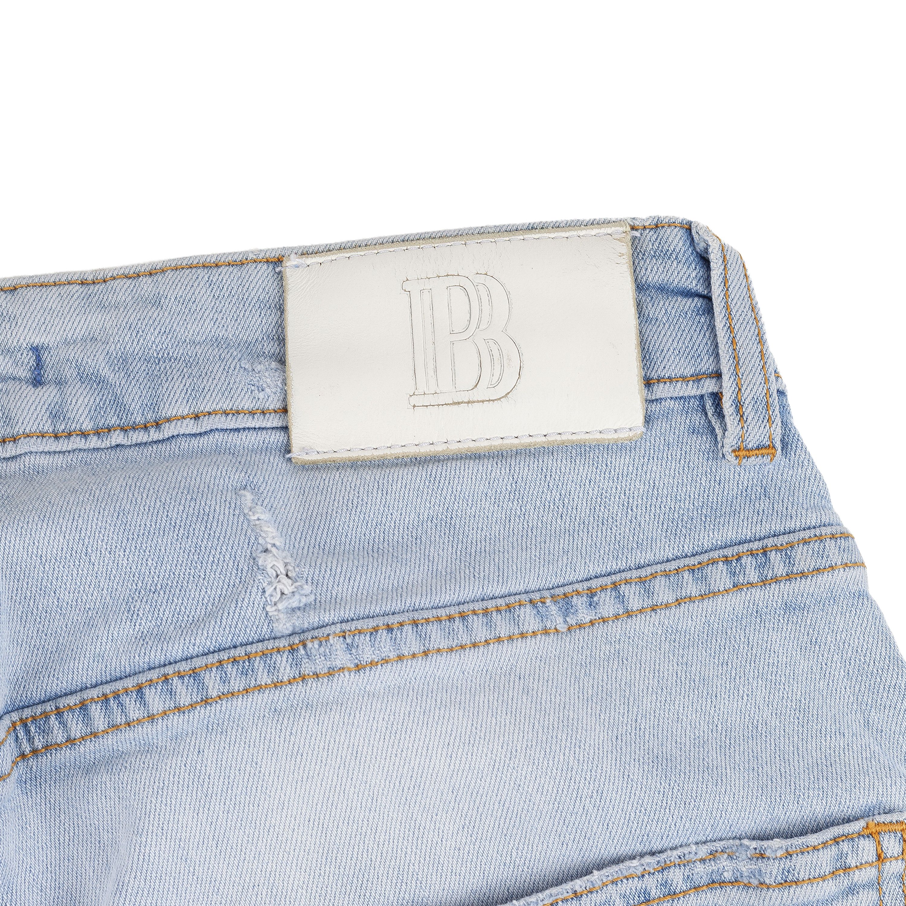 Balmain Pierre Balmain Blue Denim Distressed Biker Skinny Jeans Size US 31 - 6 Thumbnail