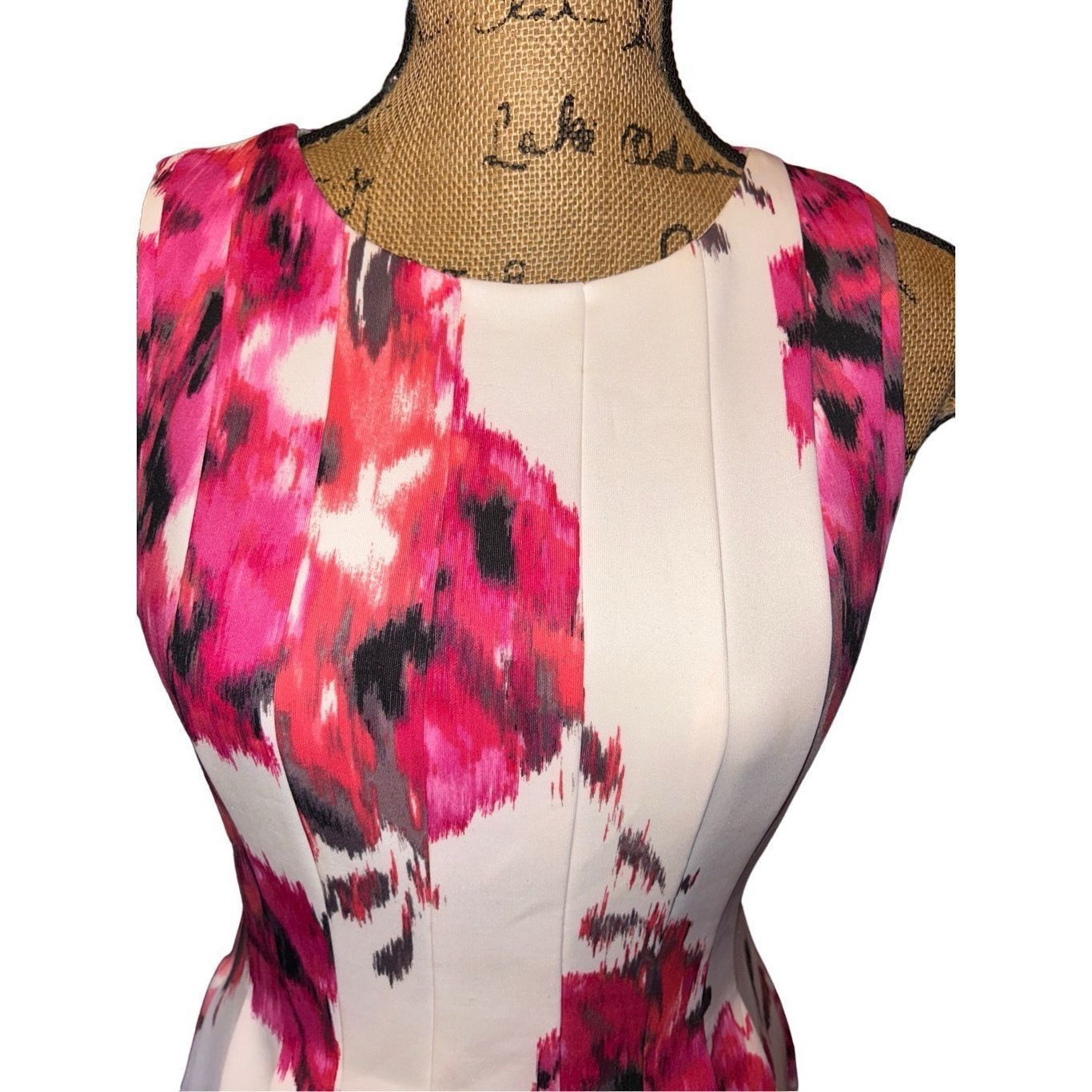 Other Jessica Howard Womens Pink White Fit + Flare Dress 6 Size M / US 6-8 / IT 42-44 - 3 Thumbnail