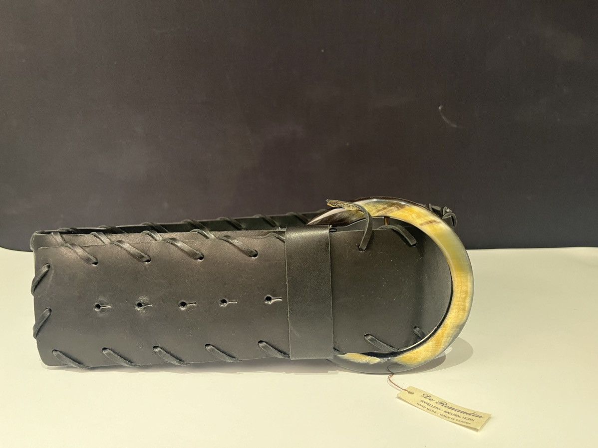 Vintage De Renaudin Big Horn Buckle Black Belt Size ONE SIZE - 3 Thumbnail
