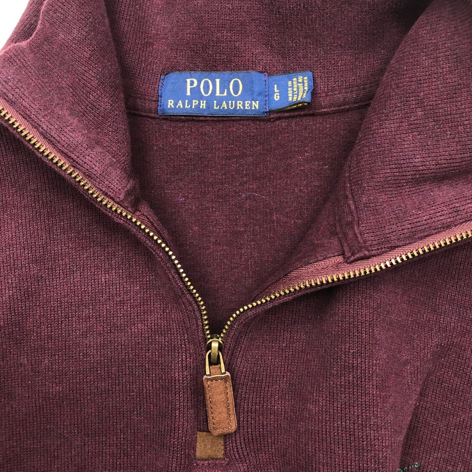Polo Ralph Lauren Polo Ralph Lauren Maroon Burgundy 1/4 Zip Knit Sweater Large Size US L / EU 52-54 / 3 - 4 Thumbnail