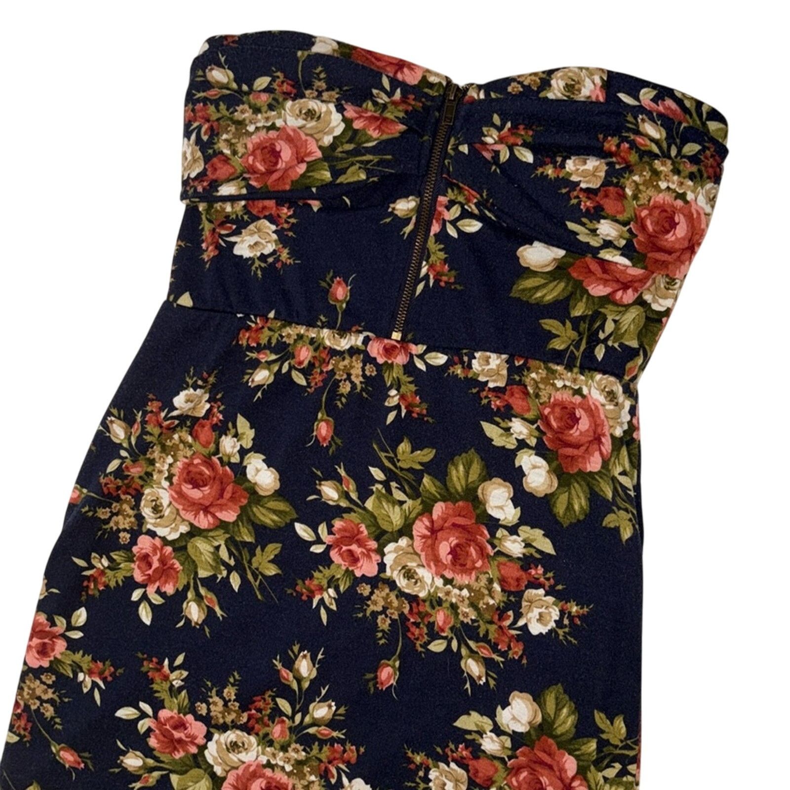 The Unbranded Brand Nella Fantasia Strapless Navy/Red Floral Top/Dress - Large Size L / US 10 / IT 46 - 4 Thumbnail