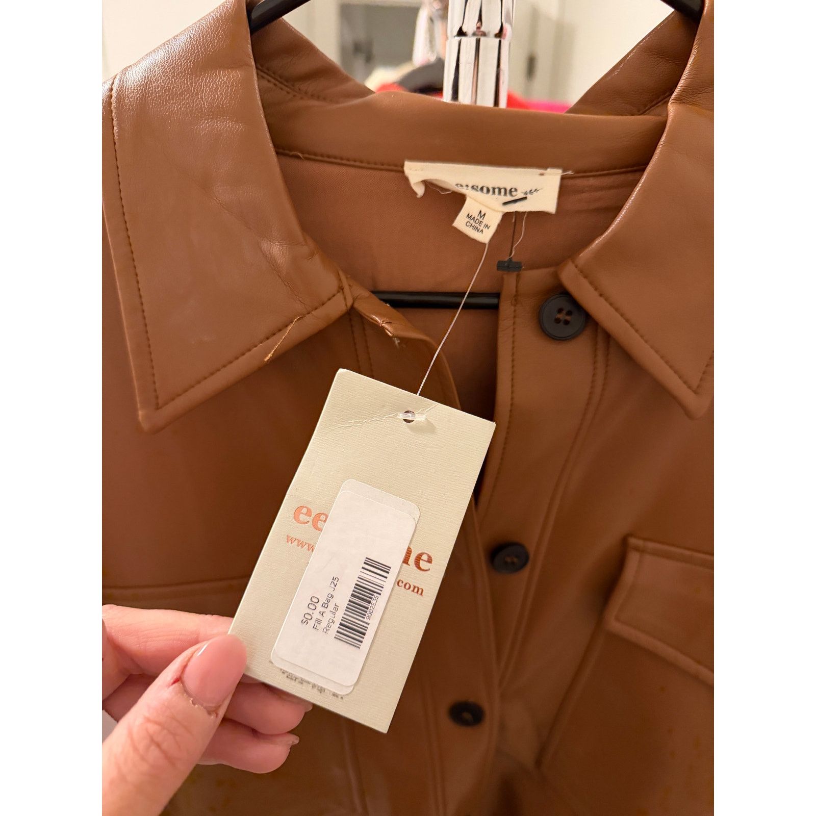 Other ee:some Faux Leather Long Sleeve Collared Button Up Jacket Size M / US 6-8 / IT 42-44 - 6 Thumbnail