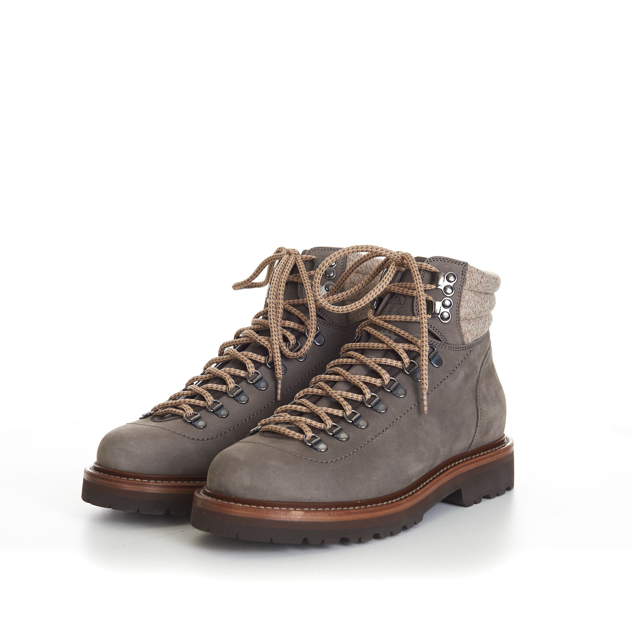 Brunello Cucinelli Nubuck Mountain-Style Boots With Wool Diagonal Insert Size US 7 / EU 40 - 3 Thumbnail