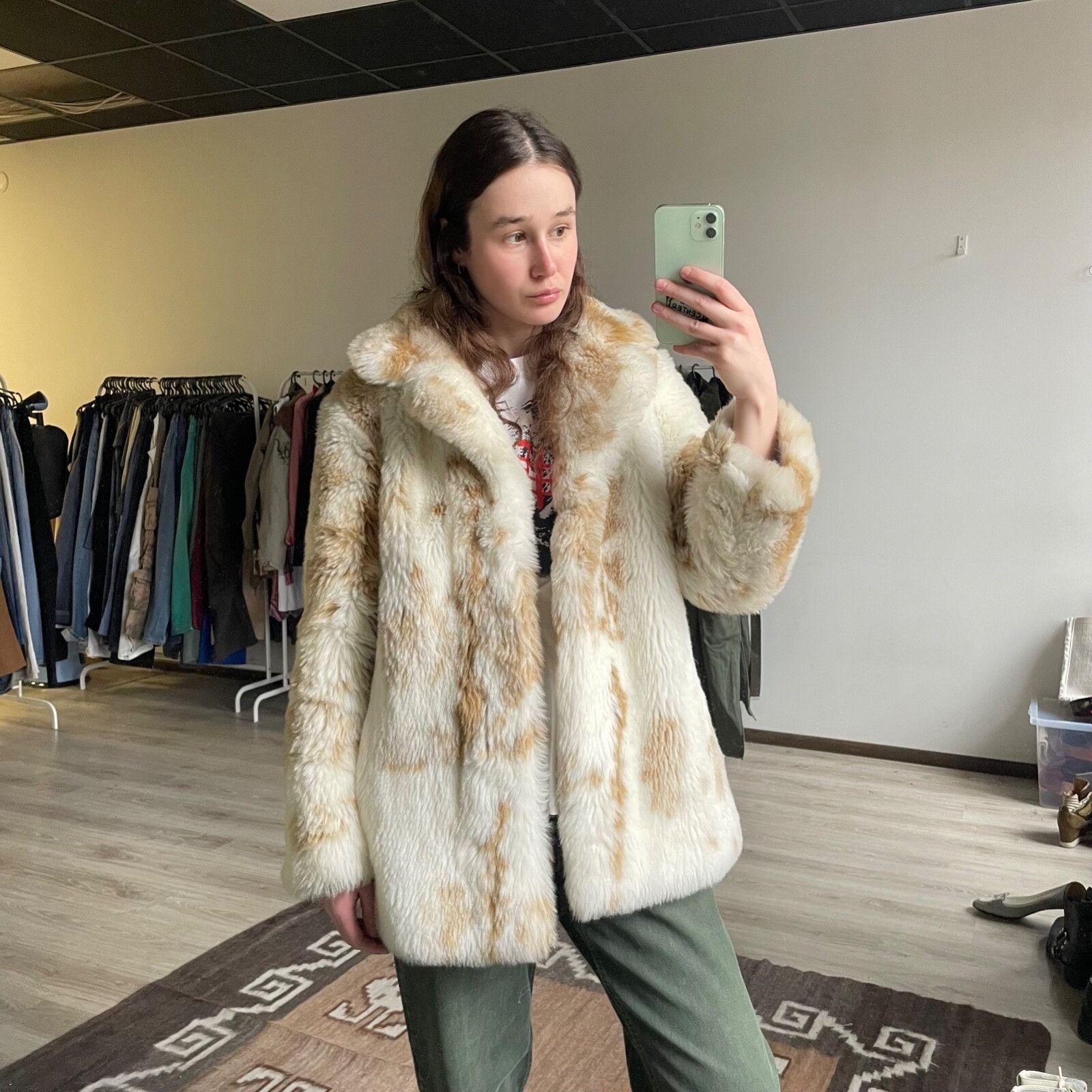 Vintage Charles Vogele Vintage Y2K Faux Fur Coat 8982AC Size L / US 10 / IT 46 - 1 Thumbnail