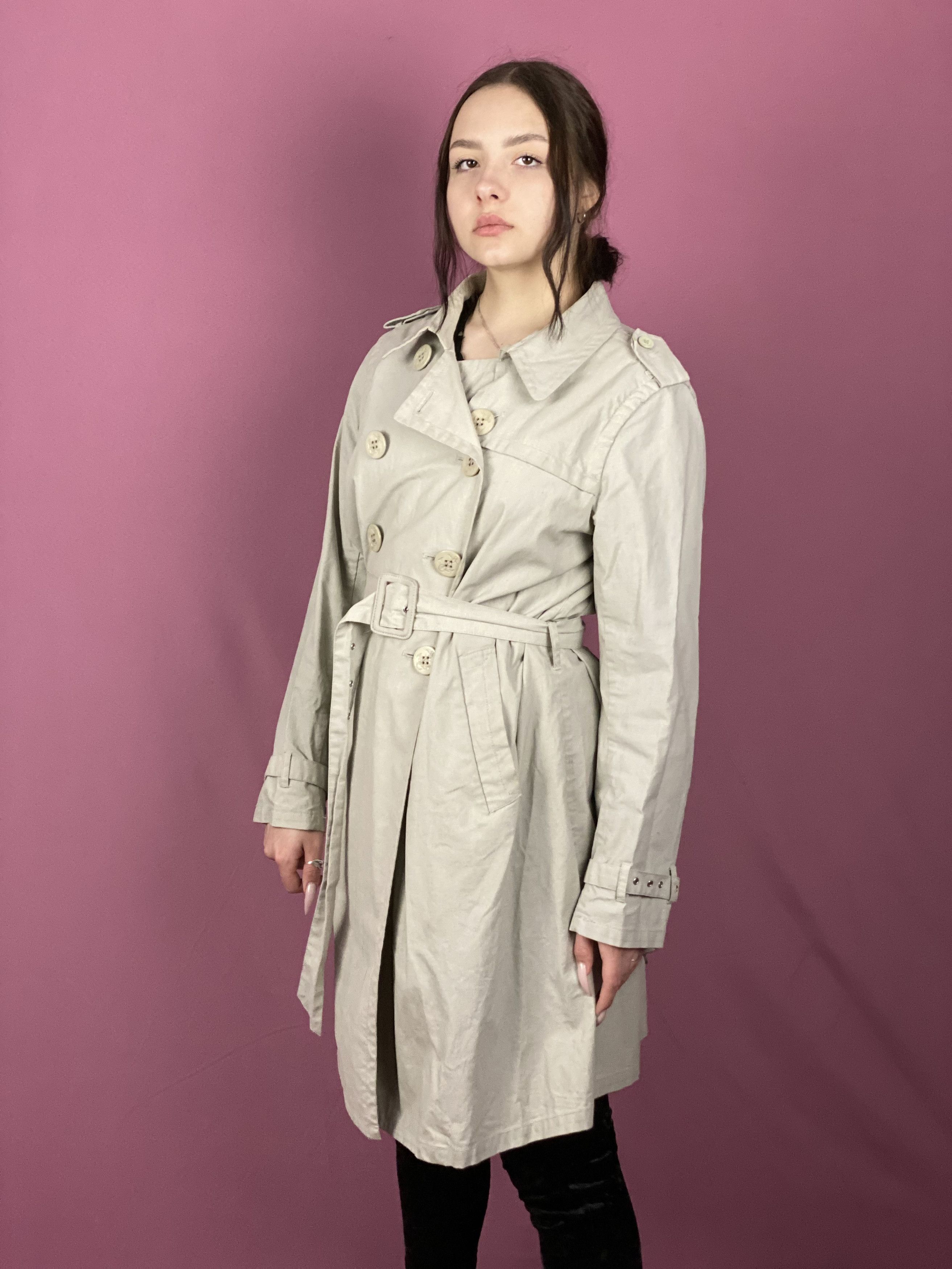 Jean Paul Gaultier × Vintage 90s Jean Paul Gaultier Vintage Women's Linen Trench Coat - L Size L / US 10 / IT 46 - 2 Thumbnail
