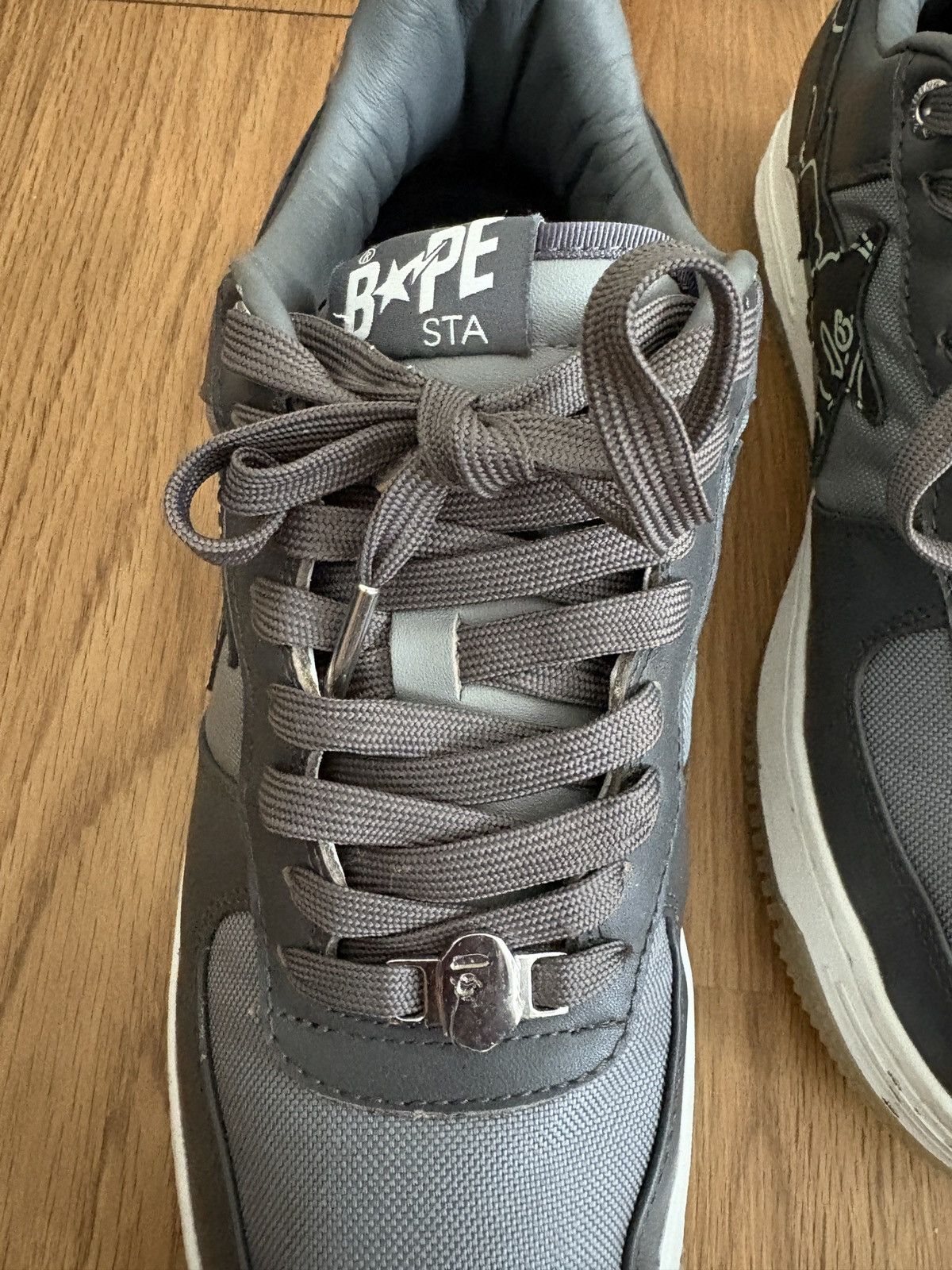 Bape Bapesta 'Text Code Camo - Charcoal' 2022 Size US 11 / EU 44 - 7 Thumbnail