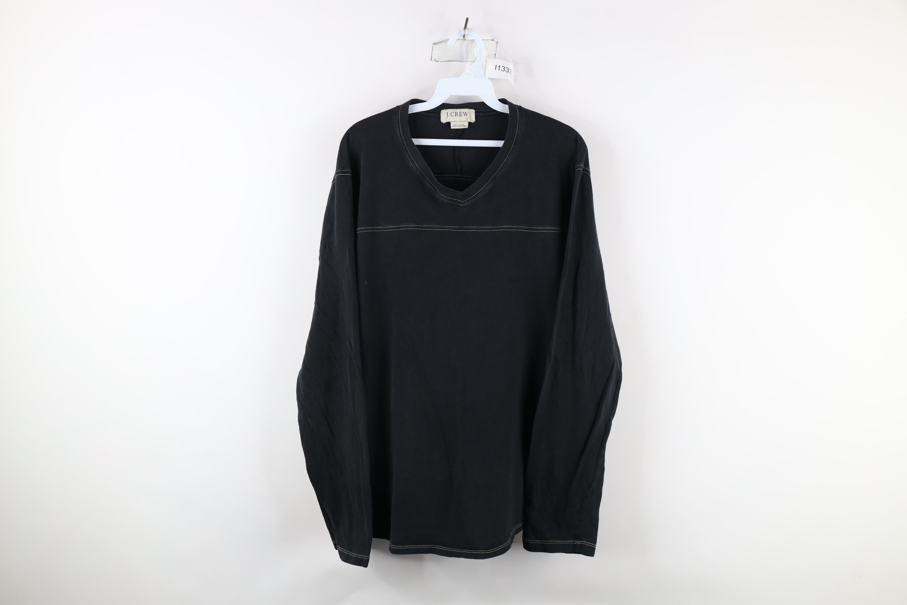 J.Crew × Vintage Vintage 90s J Crew Ribbed Knit Long Sleeve T-Shirt Black Size US L / EU 52-54 / 3 - 1 Thumbnail