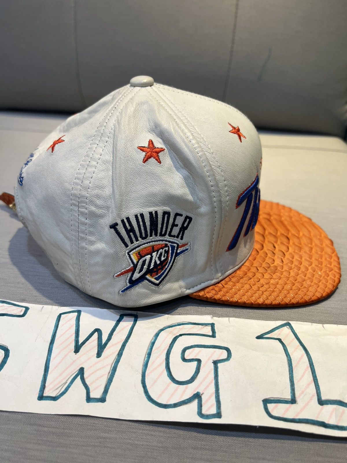 Just Don × Mitchell & Ness Just Don Oklahoma City Thunder Python Skin Snapback – Rare Size ONE SIZE - 5 Thumbnail