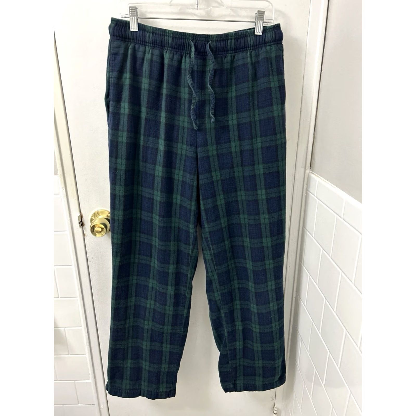 Vintage LL Bean Black Watch Plaid Flannel Fleece Lined Lounge Pants Navy Mens M 298144 Size US 31 - 2 Thumbnail