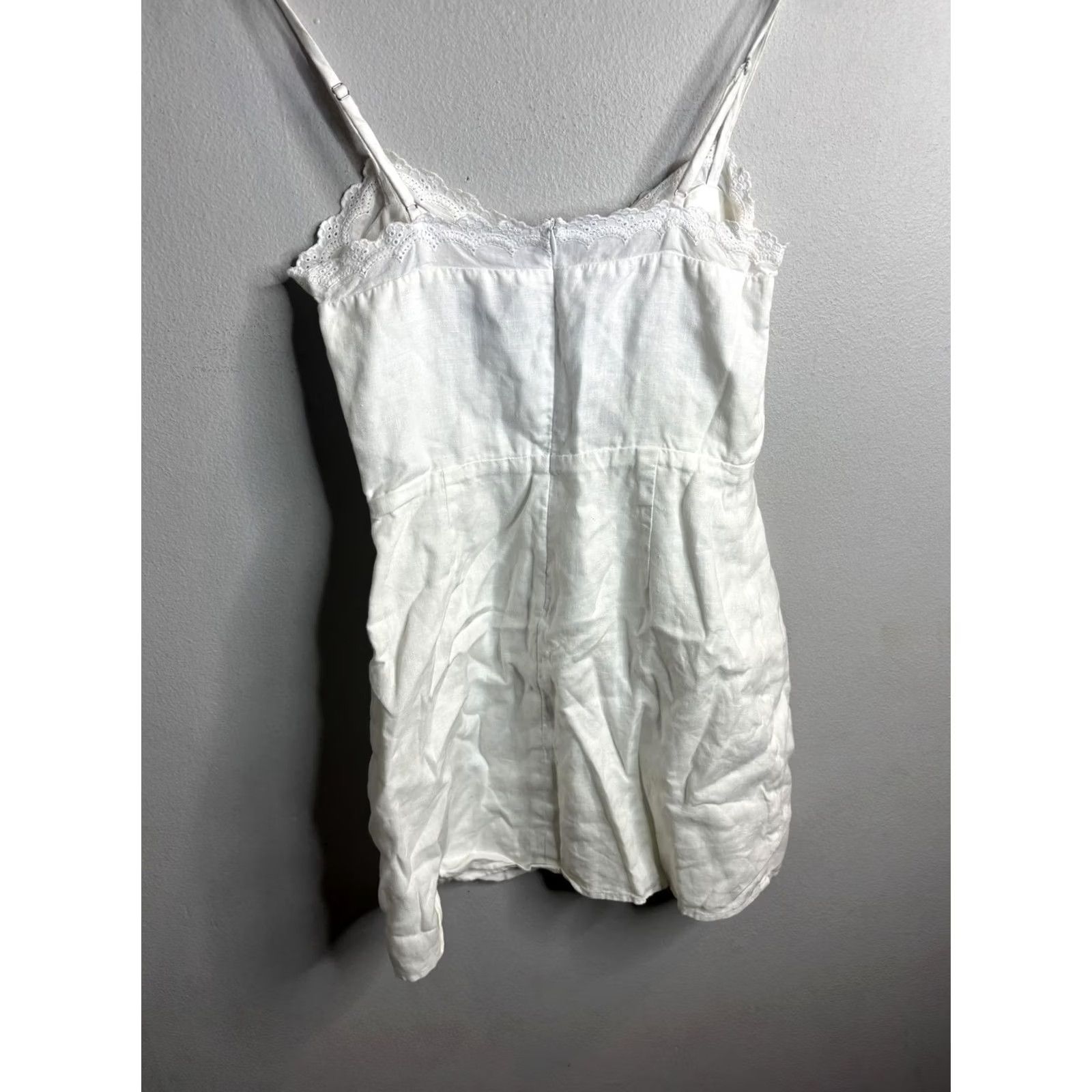 Reformation Reformation Dress Womens 8 White Lace Trim Spaghetti Strap Mini Boho Sundress Size M / US 6-8 / IT 42-44 - 6 Thumbnail
