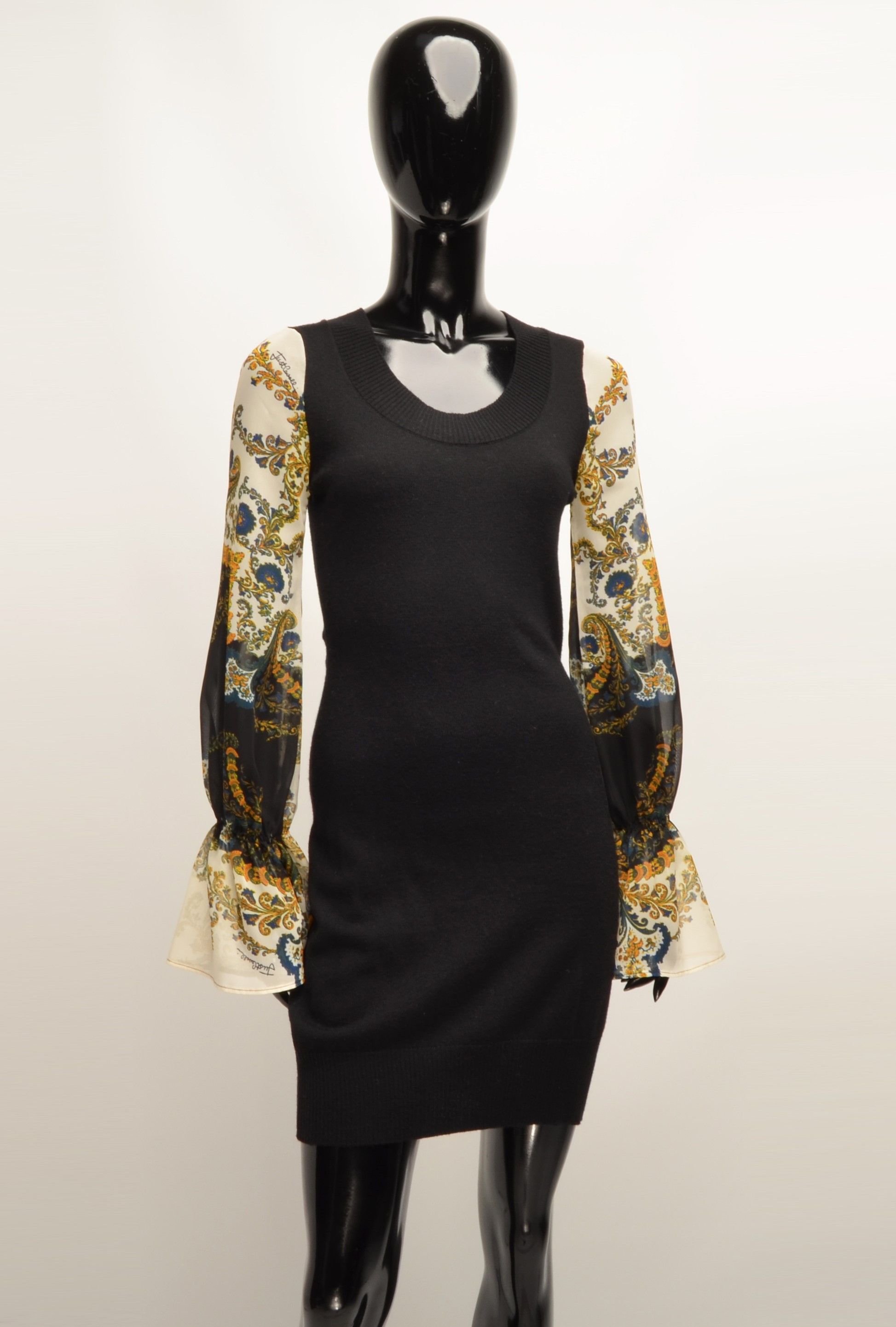 Just Cavalli Just Cavalli Stunning Wool Dress with Mesh Sleeves Size XS / US 0-2 / IT 36-38 - 1 Thumbnail