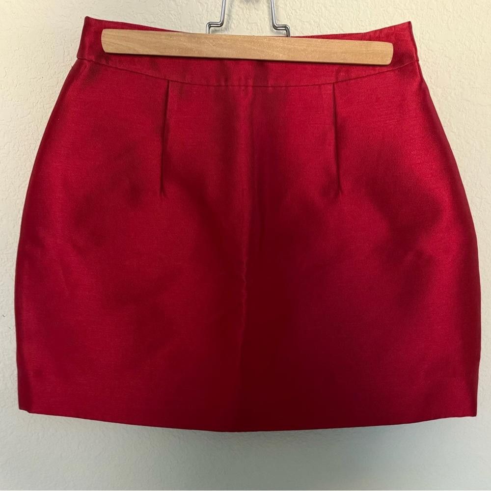 Designer Kate Spade Zooey Red Mini Skirt Silk Blend Size 2 Size 26" / US 2 / IT 38 - 5 Thumbnail