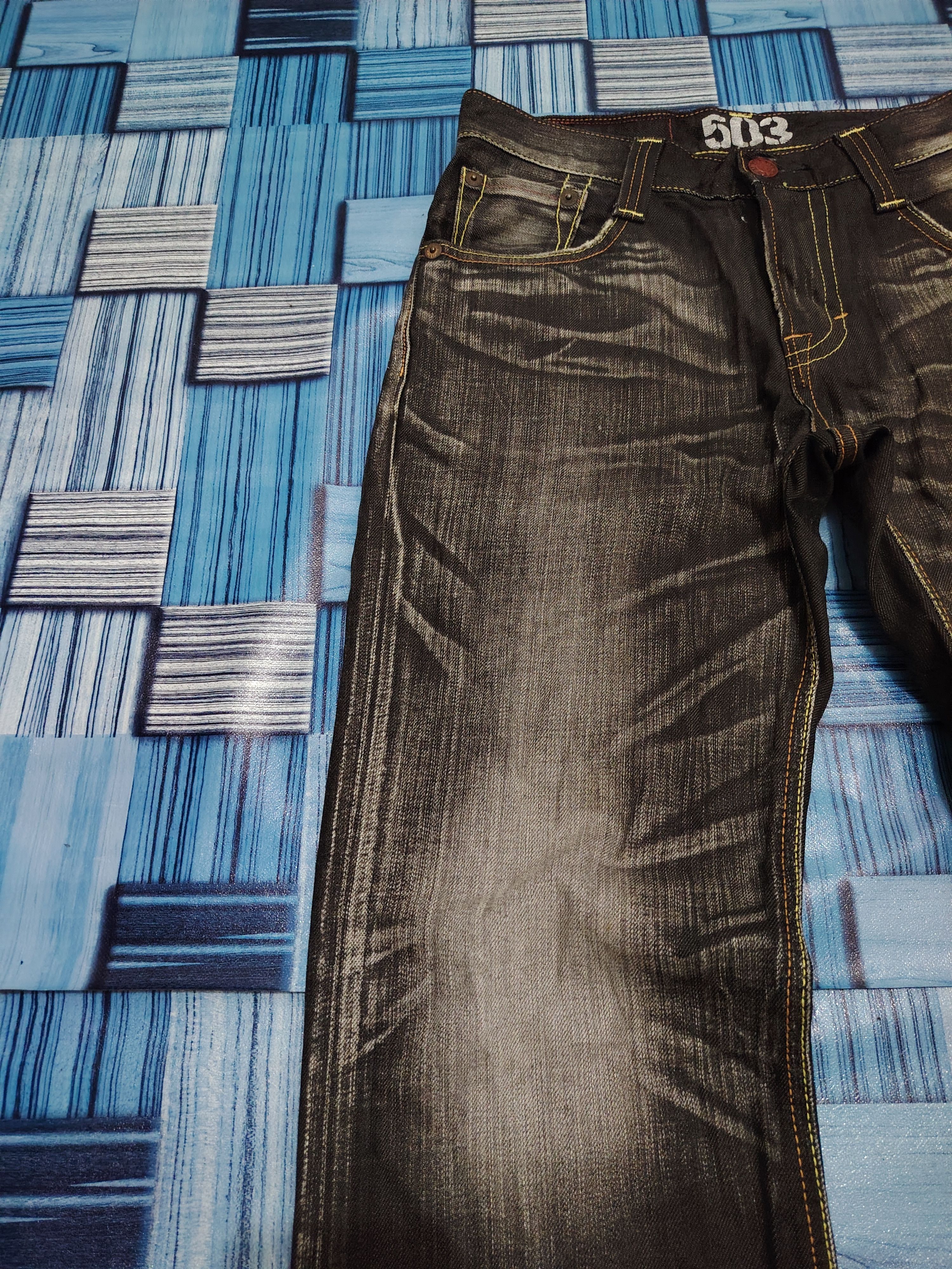 Edwin Japanese Edwin 503 Blue Trip Black Flared Jeans Size US 30 / EU 46 - 12 Thumbnail