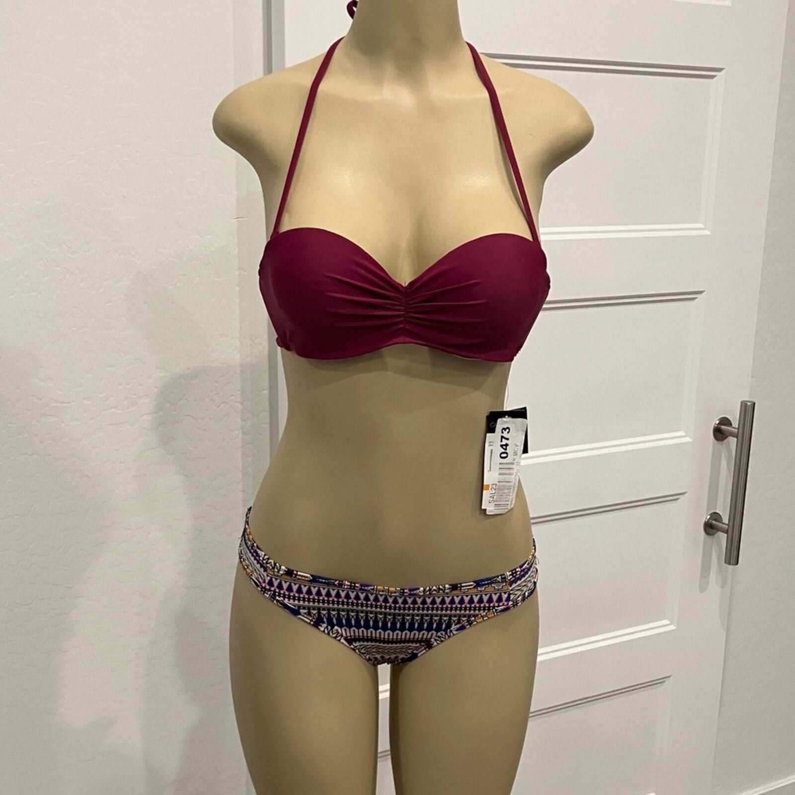 Other NWT CalifWaves Magenta Halter Bikini with Patterned Bottoms Size ONE SIZE - 1 Thumbnail