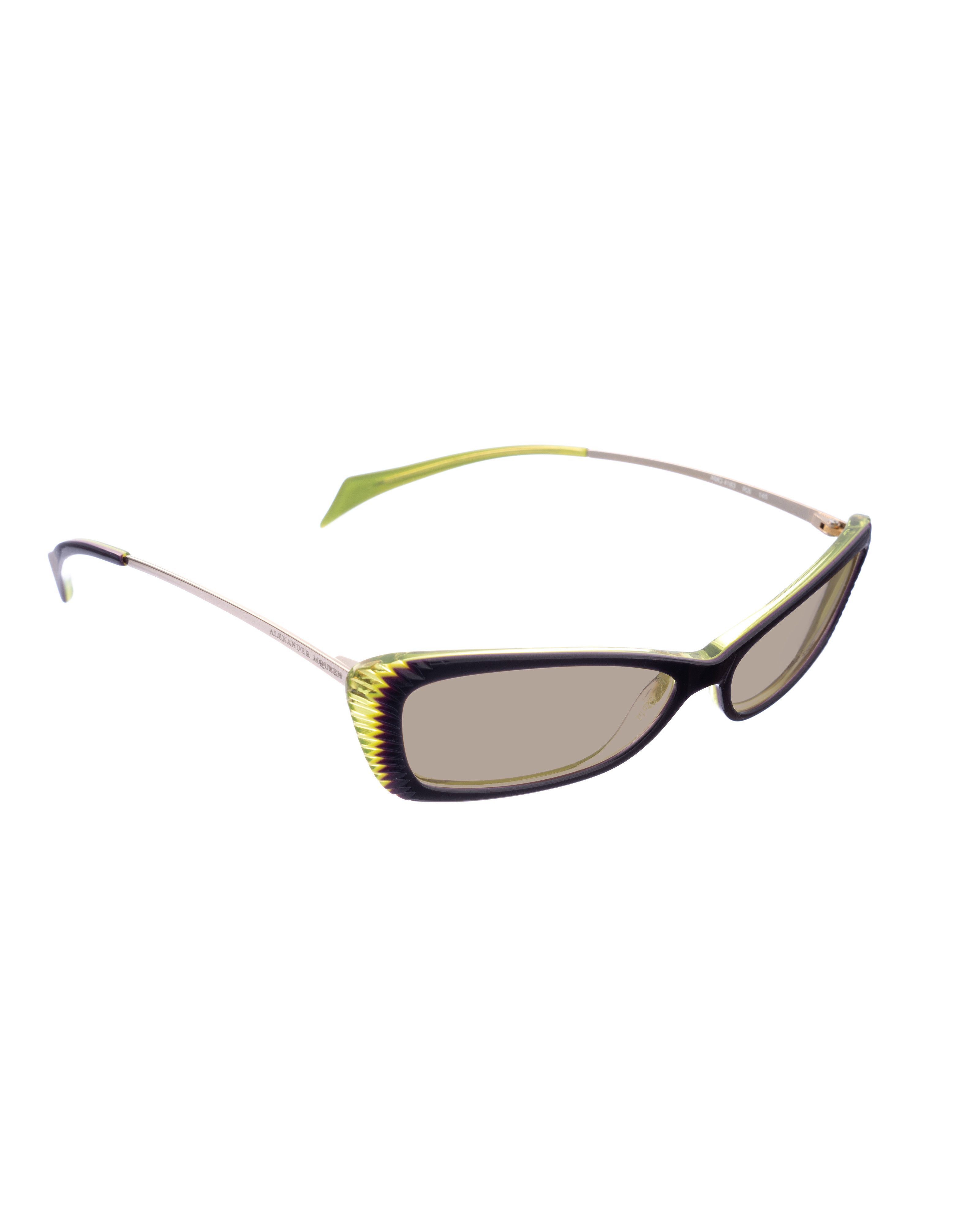 Alexander McQueen Alexander McQueen '90s Black & Green Cat-Eye Sunglasses Size ONE SIZE - 3 Thumbnail