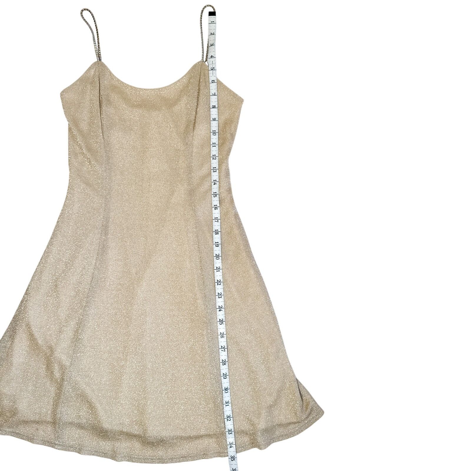 Jessica McClintock × Other 90s Scott McClintock Gold Shimmer Slip Dress Rhinestone Size S / US 4 / IT 40 - 12 Thumbnail