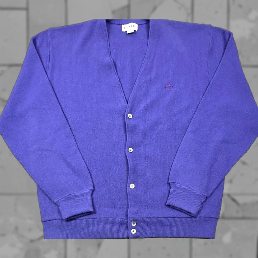 Izod VINTAGE Izod Cardigan Sweater Mens XL Purple Acrylic Made In USA Dad Sweater Size US XL / EU 56 / 4 - 1 Thumbnail