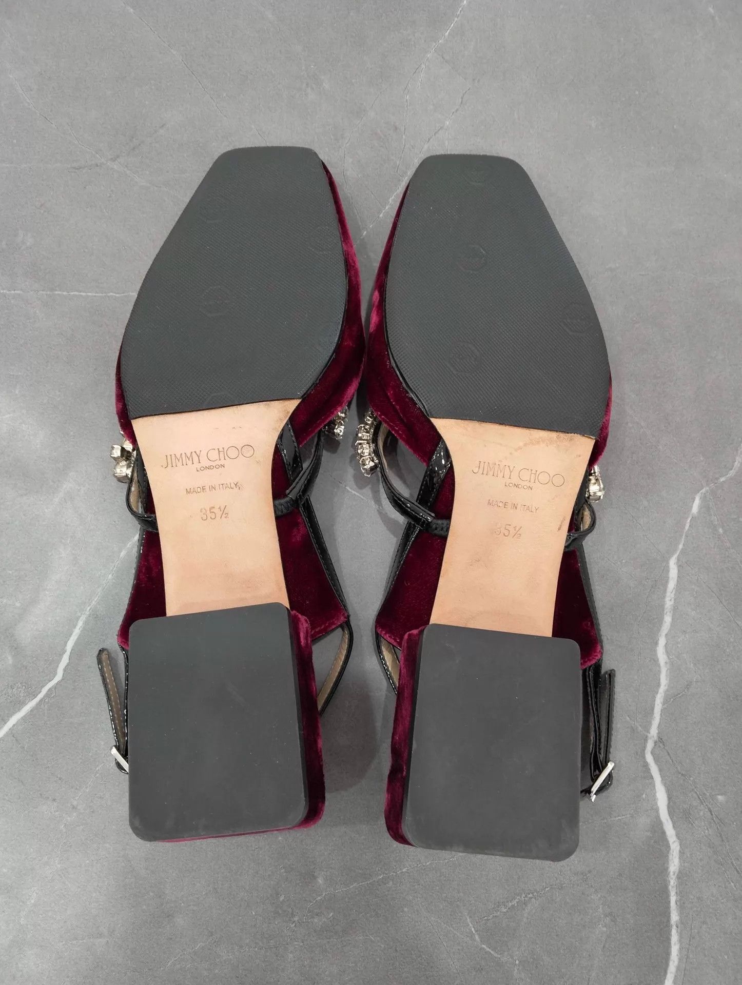 Jimmy Choo Jimmy Choo Burgundy Velvet Crystal Pumps Women's 35.5 Size US 5 / IT 35 - 6 Thumbnail